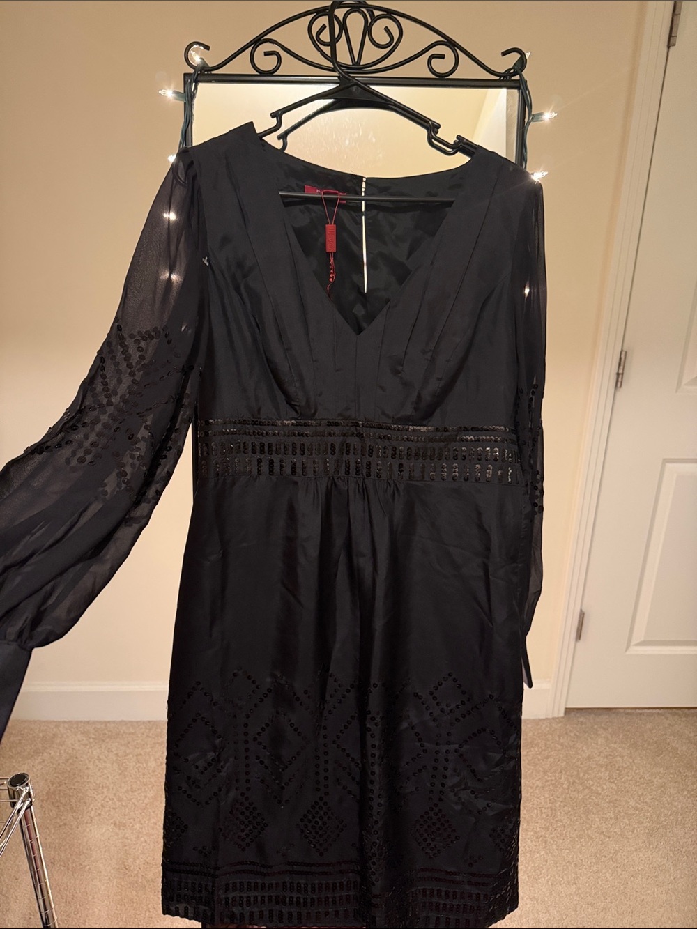Brand new. Monsoon Black Embellished V-Neck Long Sleeve Dress